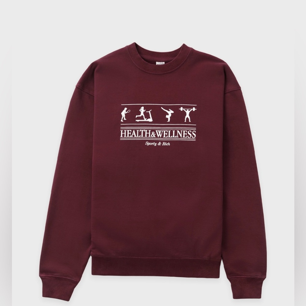 Sporty & Rich Burgundy Health & Wellness Crewneck Sweatshirt